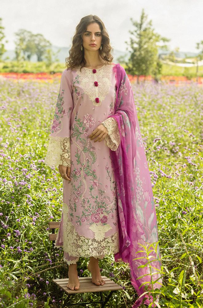 Mushq - 3PC Lawn Embroidered Shirt with Printed Silk Dupatta (Unstitched) - RF1365
