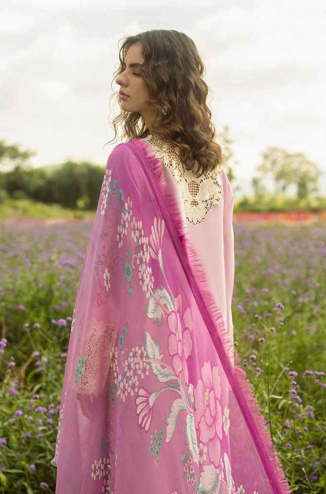 Mushq - 3PC Lawn Embroidered Shirt with Printed Silk Dupatta (Unstitched) - RF1365