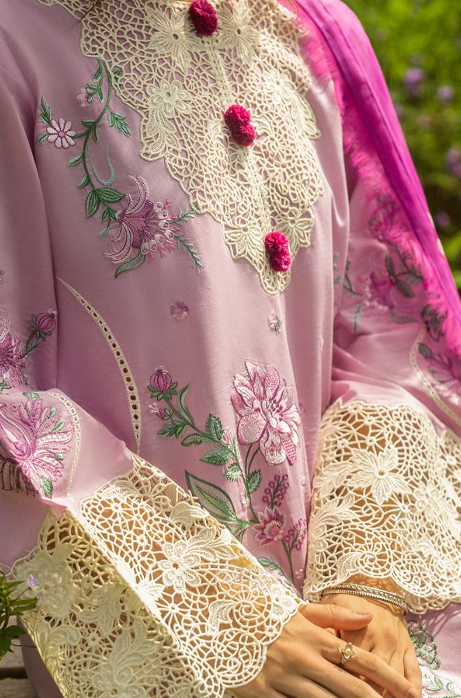 Mushq - 3PC Lawn Embroidered Shirt with Printed Silk Dupatta (Unstitched) - RF1365