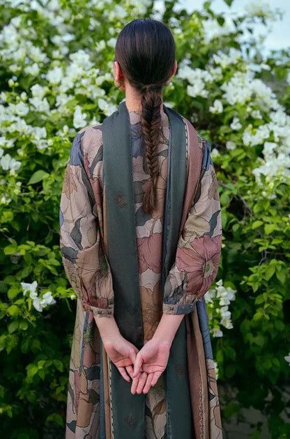 Baroque - 3PC Unstitched Printed Khaddar Shirt with Printed Khaddar Dupatta and Trouser - RF1271 Royal Pret