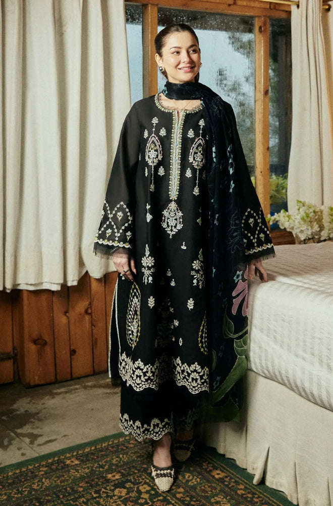 Zara Shah Jahan - 3PC Unstiched Lawn Embroidered Shirt with Slub Net Dupatta - RF1097