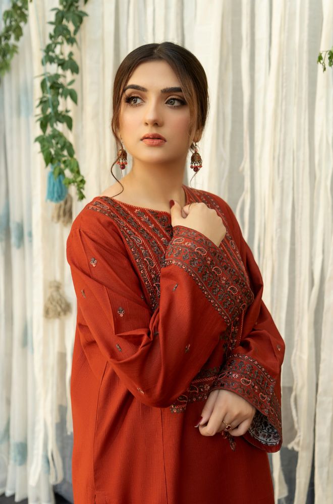 URGE - 3PC Lawn Embroidered Shirt with Printed Slub Net Dupatta - RF0999