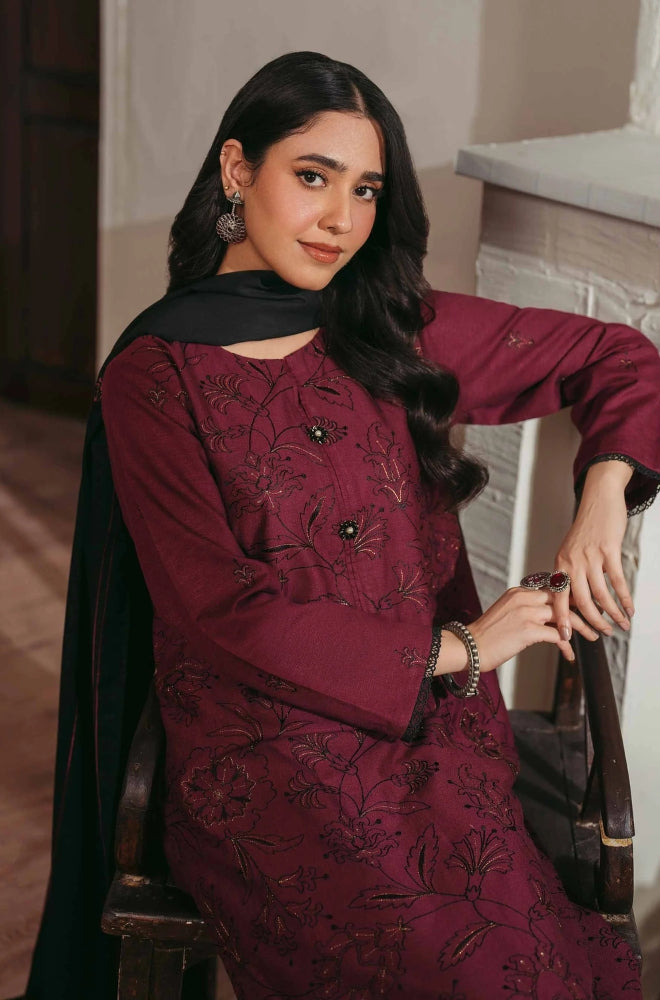 Nishat - 3PC Unstitched Dhanak Embroidered Shirt with Embroidered Dhanak Shawl - RF1298