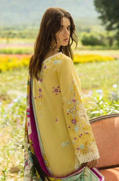 Mushq - 3PC Lawn Embroidered Shirt with Printed Silk Dupatta (Unstitched) - RF1368 Royal Pret