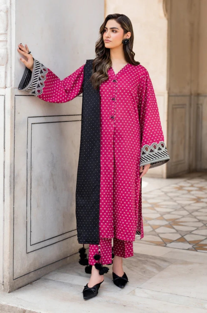Baroque - 3PC Unstitched Printed Khaddar Shirt with Printed Khaddar Dupatta and Trouser - RF1237