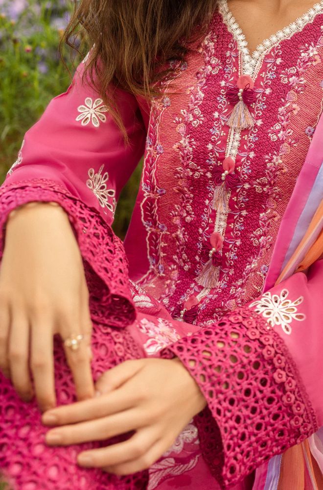 Mushq - 3PC Lawn Embroidered Shirt with Printed Silk Dupatta (Unstitched) - RF1371