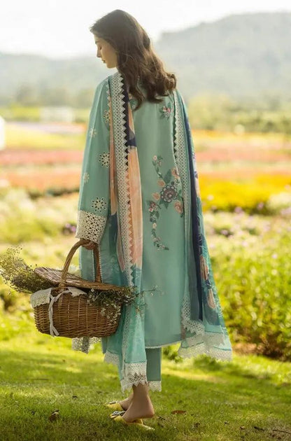 Mushq - 3PC Lawn Embroidered Shirt with Printed Silk Dupatta (Unstitched) - RF1372 Royal Pret