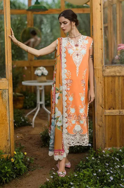 Mushq - 3PC Lawn Embroidered Shirt with Printed Silk Dupatta (Unstitched) - RF1373 Royal Pret