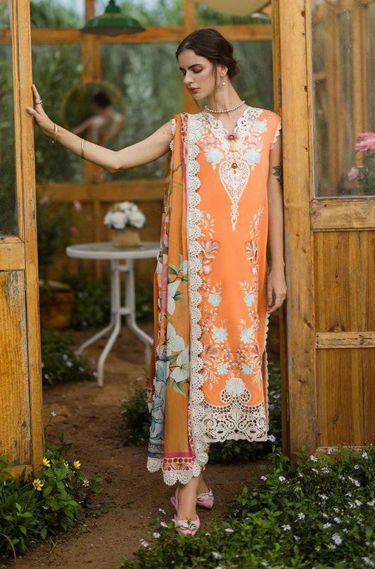 Mushq - 3PC Lawn Embroidered Shirt with Printed Silk Dupatta (Unstitched) - RF1373