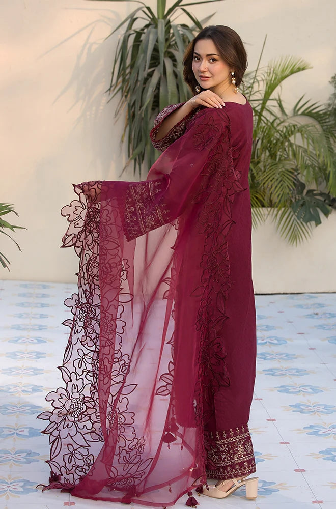 Allys - 3PC Lawn Embroidered Shirt with Embroidered Organza Dupatta (Unstitched) - RF1337