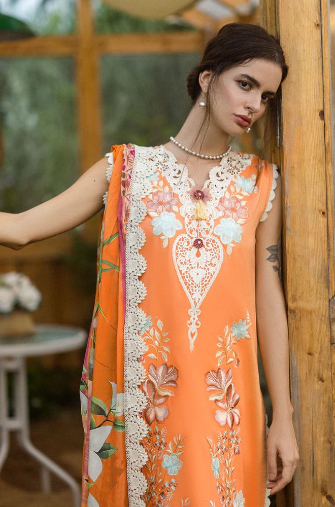 Mushq - 3PC Lawn Embroidered Shirt with Printed Silk Dupatta (Unstitched) - RF1373