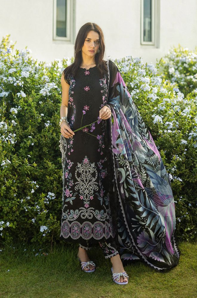 Mushq - 3PC Lawn Embroidered Shirt with Printed Silk Dupatta (Unstitched) - RF1374