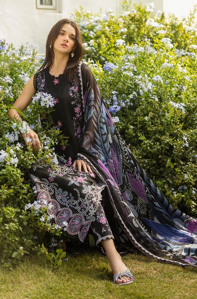 Mushq - 3PC Lawn Embroidered Shirt with Printed Silk Dupatta (Unstitched) - RF1374