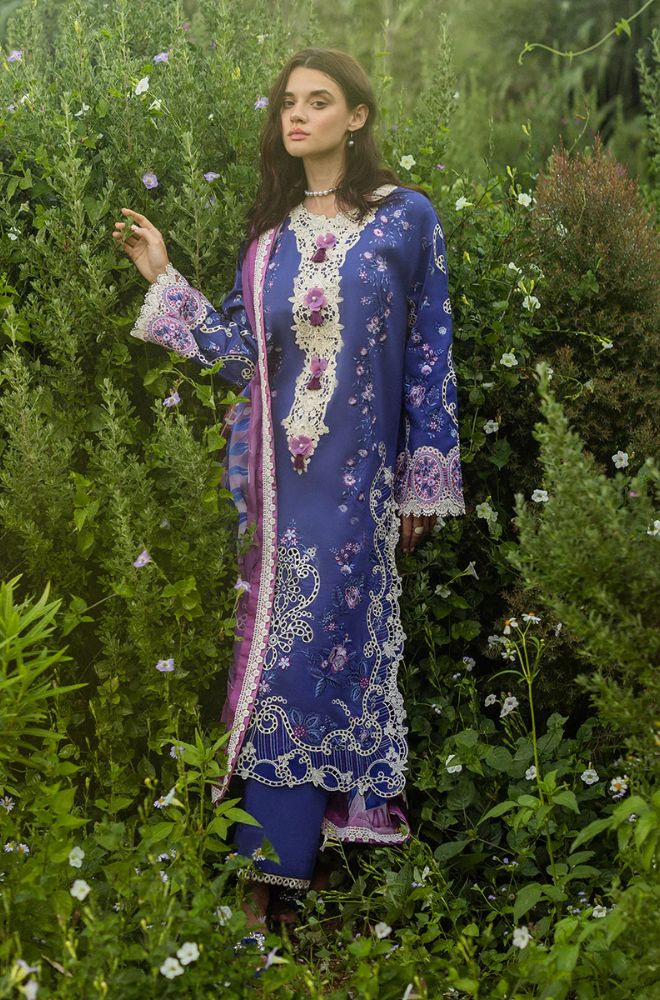 Mushq - 3PC Lawn Embroidered Shirt with Printed Silk Dupatta (Unstitched) - RF1375