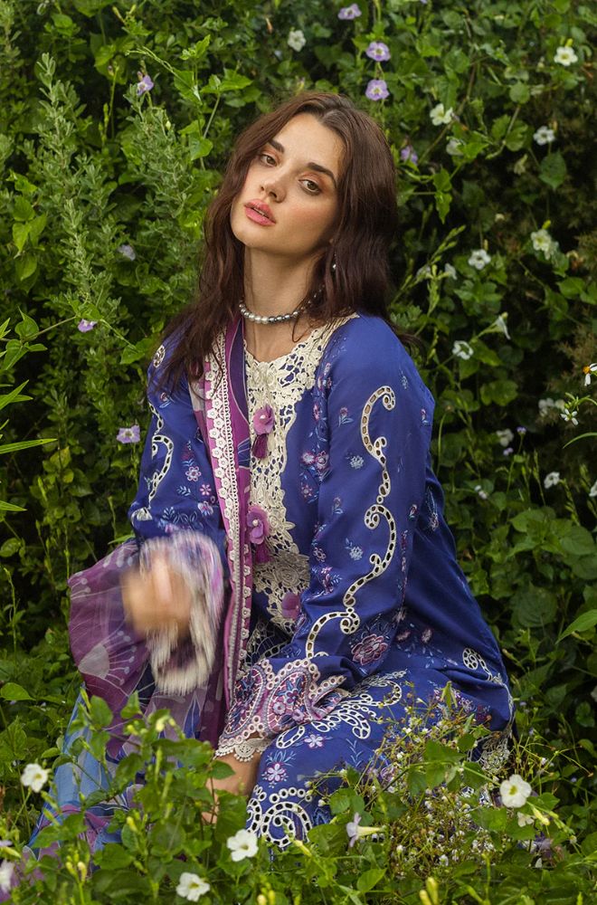Mushq - 3PC Lawn Embroidered Shirt with Printed Silk Dupatta (Unstitched) - RF1375