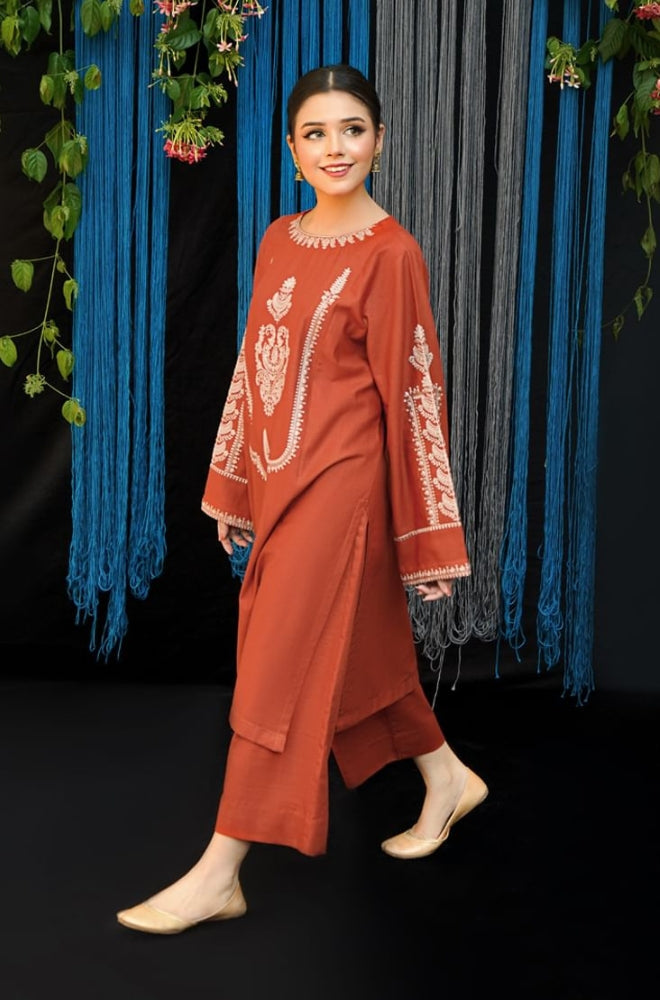 Urge - 2PC Unstitched Dhanak Embroidered Shirt with Plain Trouser - RF1187