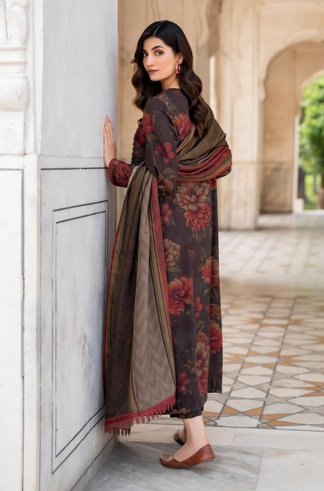 Baroque - 3PC Unstitched Printed Khaddar Shirt with Printed Khaddar Dupatta and Trouser - RF1202