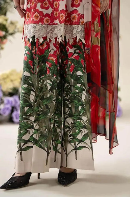 Maria B - 3PC All Over Printed Banadora Lawn Shirt with Printed Voil Dupatta (Unstitched) - RF1378 Royal Pret