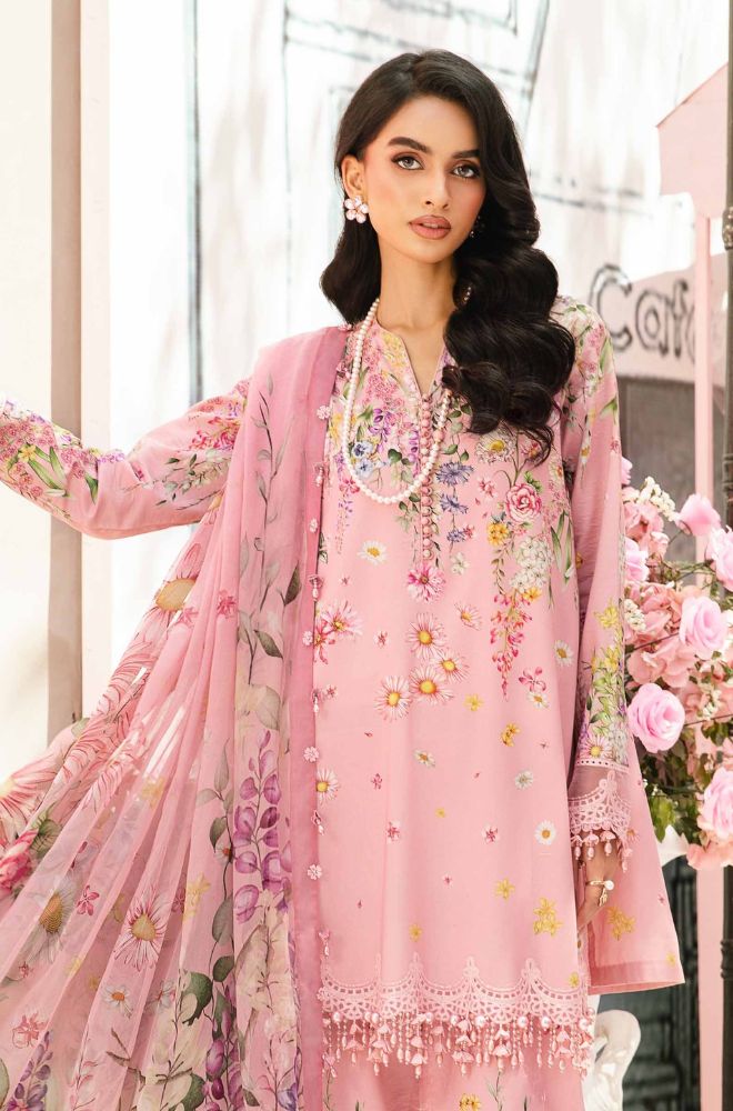 Maria B - 3PC All Over Printed Banadora Lawn Shirt with Printed Voil Dupatta (Unstitched) - RF1380