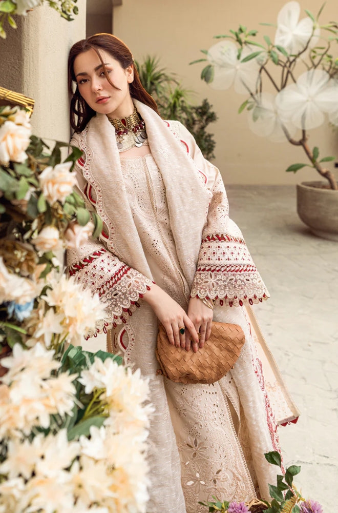 Qalamkar - 3PC Lawn Embroidered Shirt with Embroidered Slub Net Dupatta (Unstitched) - RF1327