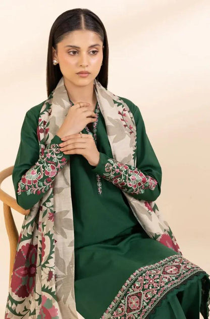 Sapphire - 3PC Unstitched Khaddar Embroidered Front with Digital Printed Dupatta and Trouser - RF1277 Royal Pret