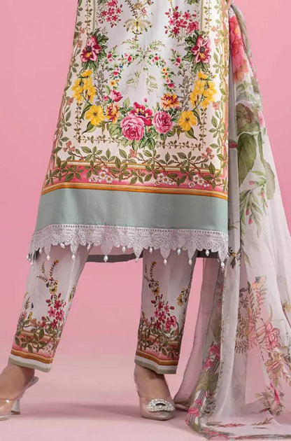 Maria B - 3PC All Over Printed Banadora Lawn Shirt with Printed Voil Dupatta (Unstitched) - RF1381 Royal Pret