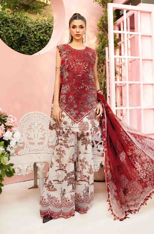 Maria B - 3PC All Over Printed Banadora Lawn Shirt with Printed Voil Dupatta (Unstitched) - RF1382
