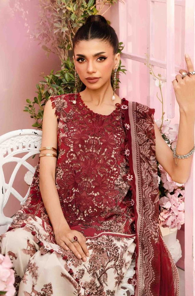 Maria B - 3PC All Over Printed Banadora Lawn Shirt with Printed Voil Dupatta (Unstitched) - RF1382