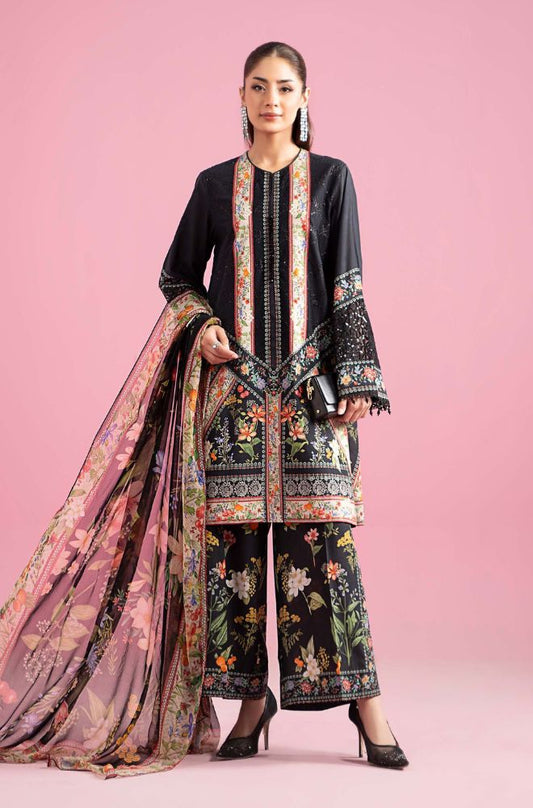 Maria B - 3PC All Over Printed Banadora Lawn Shirt with Printed Voil Dupatta (Unstitched) - RF1384