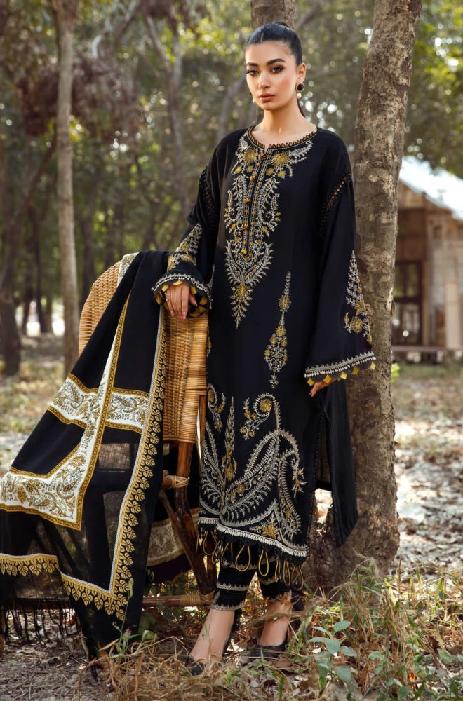 Maria B - 3PC Unstitched Dhanak Embroidered Shirt with Digital Printed Dupatta and Trouser - RF1205