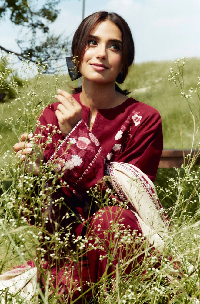 Zara Shah Jahan - 3PC Unstitched Dhanak Embroidered Shirt with Printed Pashmina Shawl and Trouser - RF1257