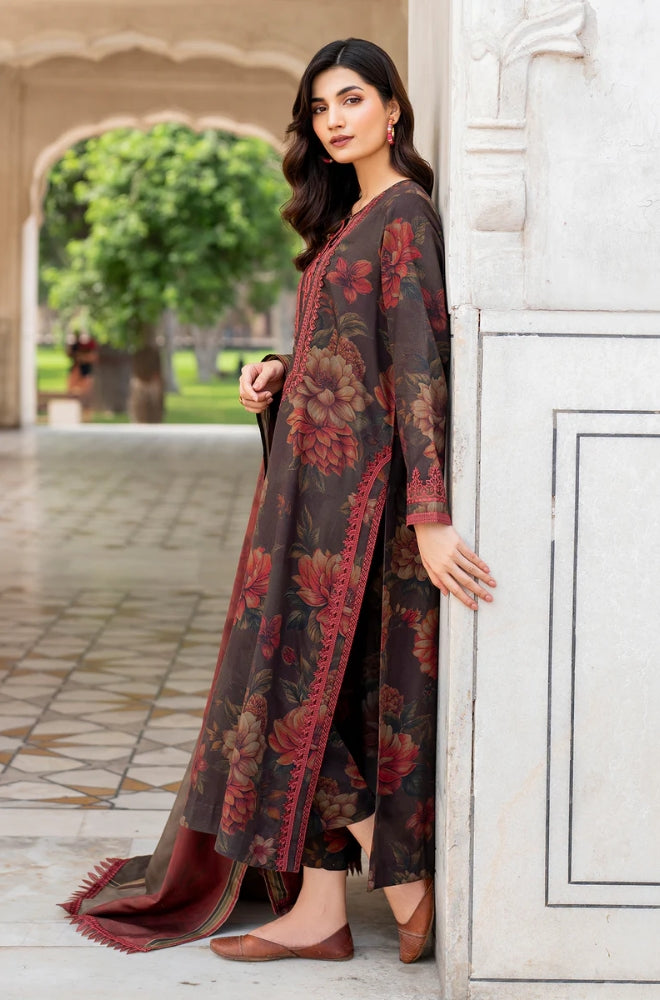 Baroque - 3PC Unstitched Printed Khaddar Shirt with Printed Khaddar Dupatta and Trouser - RF1202