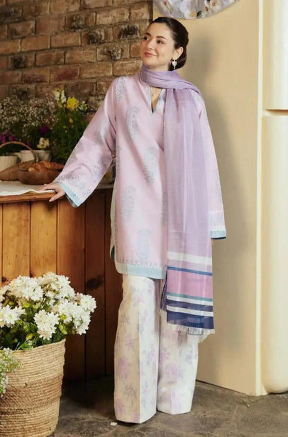 Zara Shah Jahan - 3PC Unstitched Lawn Embroidered Shirt with Printed Slub Net Dupatta - RF1090 royalpret