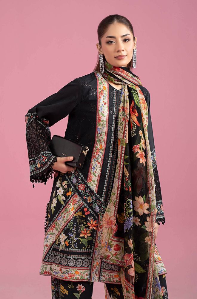 Maria B - 3PC All Over Printed Banadora Lawn Shirt with Printed Voil Dupatta (Unstitched) - RF1384