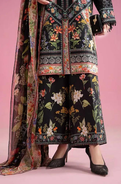 Maria B - 3PC All Over Printed Banadora Lawn Shirt with Printed Voil Dupatta (Unstitched) - RF1384 Royal Pret