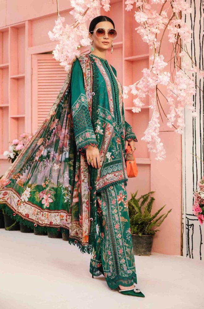 Maria B - 3PC All Over Printed Banadora Lawn Shirt with Printed Voil Dupatta (Unstitched) - RF1385