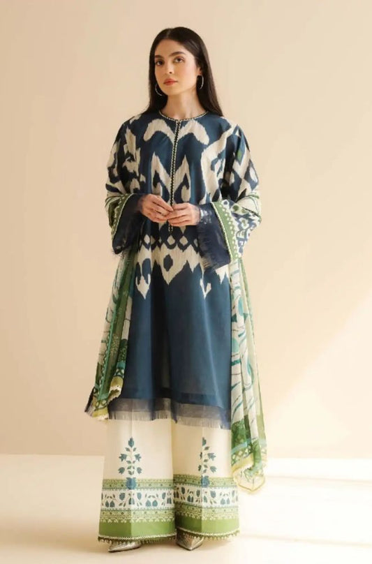 Coco by Zara Shah Jahan - 3PC Banadora Lawn Printed Shirt with Printed Voil Dupatta (Unstitched) - RF1386