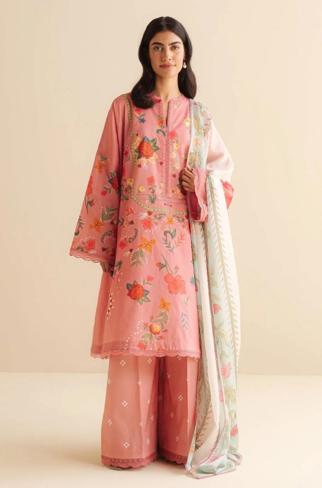 Coco by Zara Shah Jahan - 3PC Banadora Lawn Printed Shirt with Printed Voil Dupatta (Unstitched) - RF1387