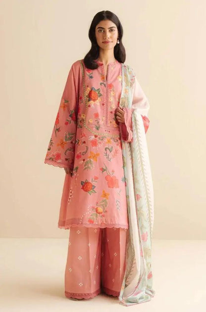 Coco by Zara Shah Jahan - 3PC Banadora Lawn Printed Shirt with Printed Voil Dupatta (Unstitched) - RF1387 Royal Pret