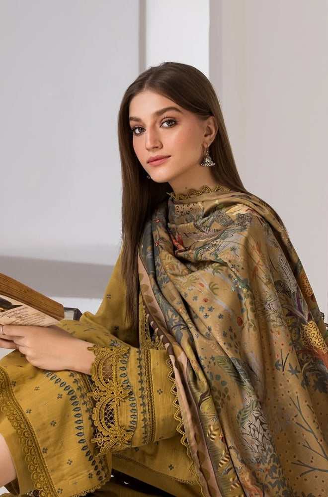 Sobia Nazir - 3PC Unstitched Dhanak Embroidered Shirt with Printed Dupatta - RF1299