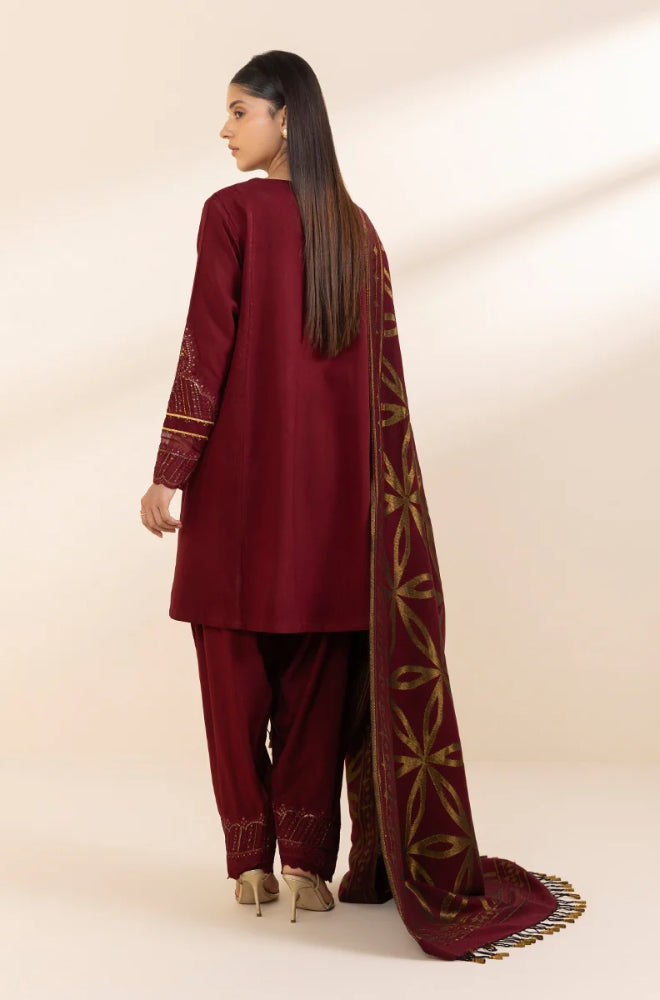Sapphire - 3PC Unstitched Khaddar Embroidered Shirt with Digital Printed Dupatta and Trouser- RF1294