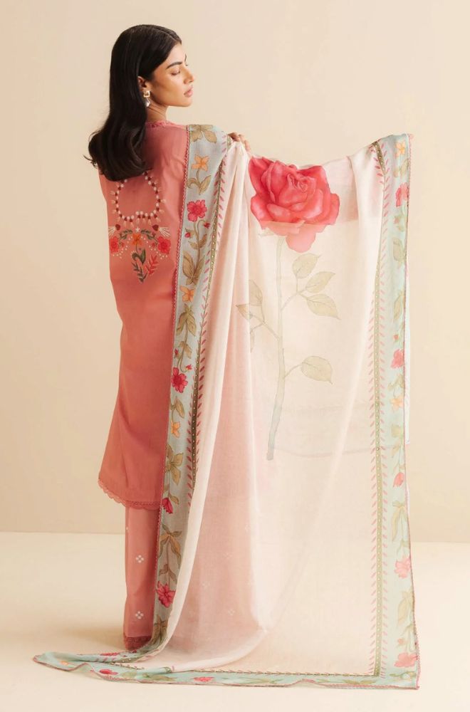 Coco by Zara Shah Jahan - 3PC Banadora Lawn Printed Shirt with Printed Voil Dupatta (Unstitched) - RF1387