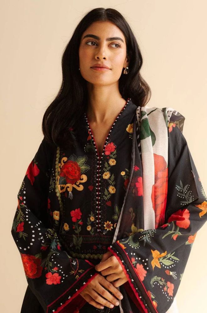 Coco by Zara Shah Jahan - 3PC Banadora Lawn Printed Shirt with Printed Voil Dupatta (Unstitched) - RF1388