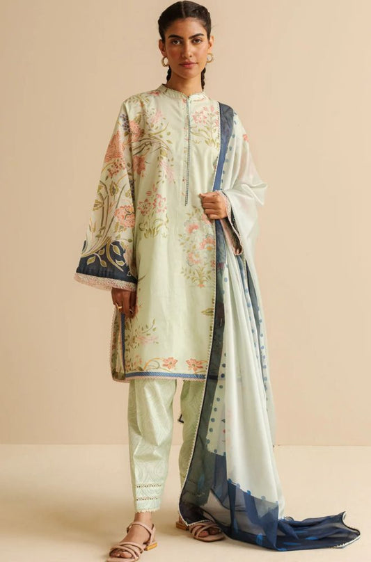 Coco by Zara Shah Jahan - 3PC Banadora Lawn Printed Shirt with Printed Voil Dupatta (Unstitched) - RF1389
