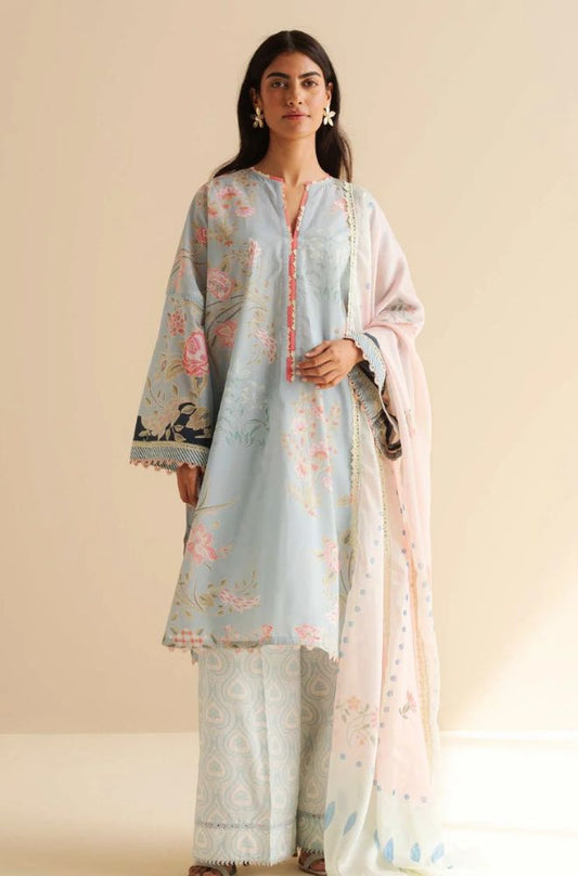 Coco by Zara Shah Jahan - 3PC Banadora Lawn Printed Shirt with Printed Voil Dupatta (Unstitched) - RF1390