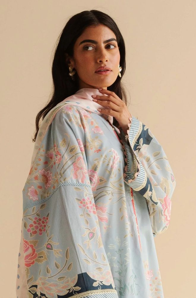 Coco by Zara Shah Jahan - 3PC Banadora Lawn Printed Shirt with Printed Voil Dupatta (Unstitched) - RF1390