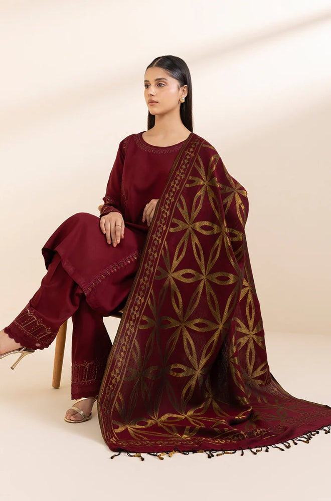 Sapphire - 3PC Unstitched Khaddar Embroidered Shirt with Digital Printed Dupatta and Trouser- RF1294