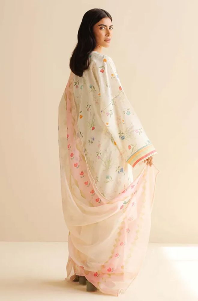 Coco by Zara Shah Jahan - 3PC Banadora Lawn Printed Shirt with Printed Voil Dupatta (Unstitched) - RF1392