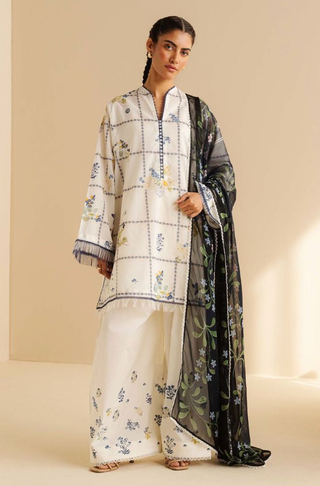 Coco by Zara Shah Jahan - 3PC Banadora Lawn Printed Shirt with Printed Voil Dupatta (Unstitched) - RF1393