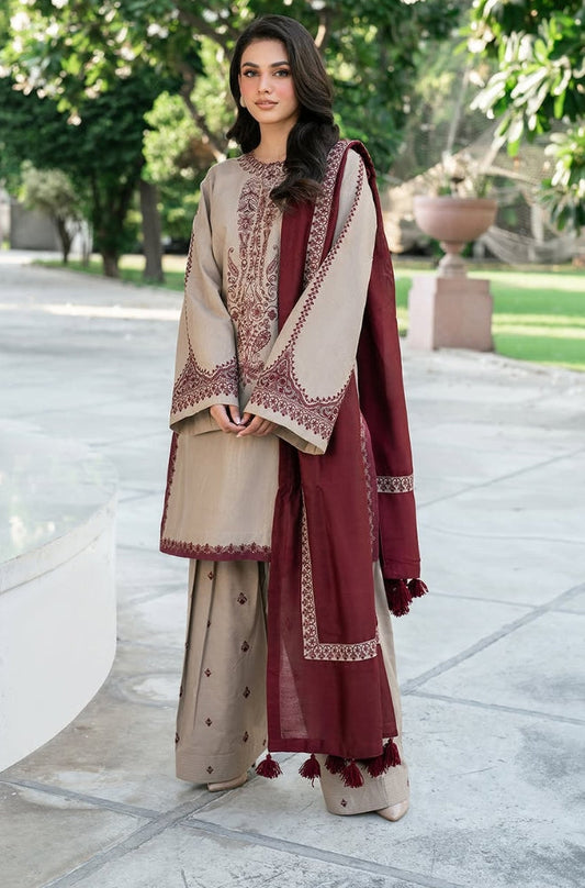 Baroque - 3PC Lawn Embroidered Shirt with Embroidered Chiffon Dupatta (Unstitched) - RF1318